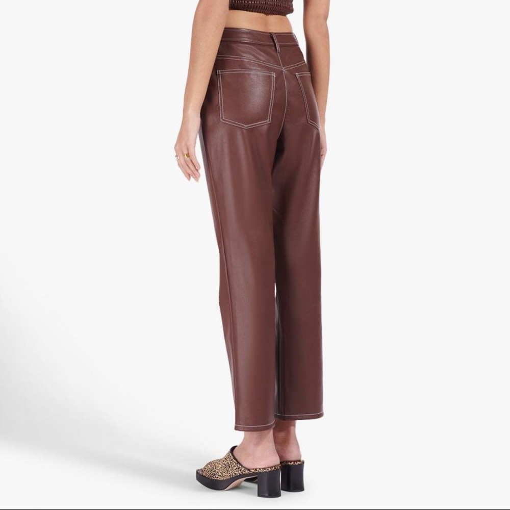 STAUD Eli Vegan Leather Pant - color Bark (Size 12) NWT